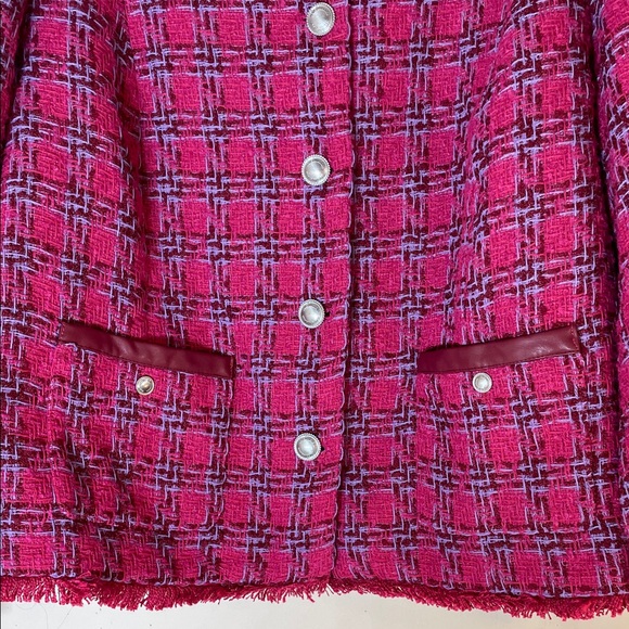 NWT. G by Giuliana Timeless Tweed Jacket with Leather Trims Raw Hem. 2X. - Picture 6 of 13